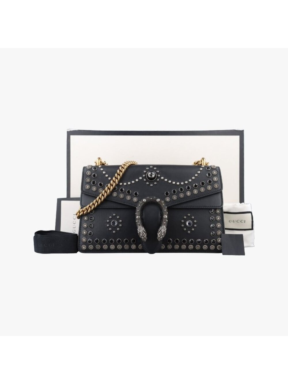 Gucci Dionysus Black Leather Shoulder Bag